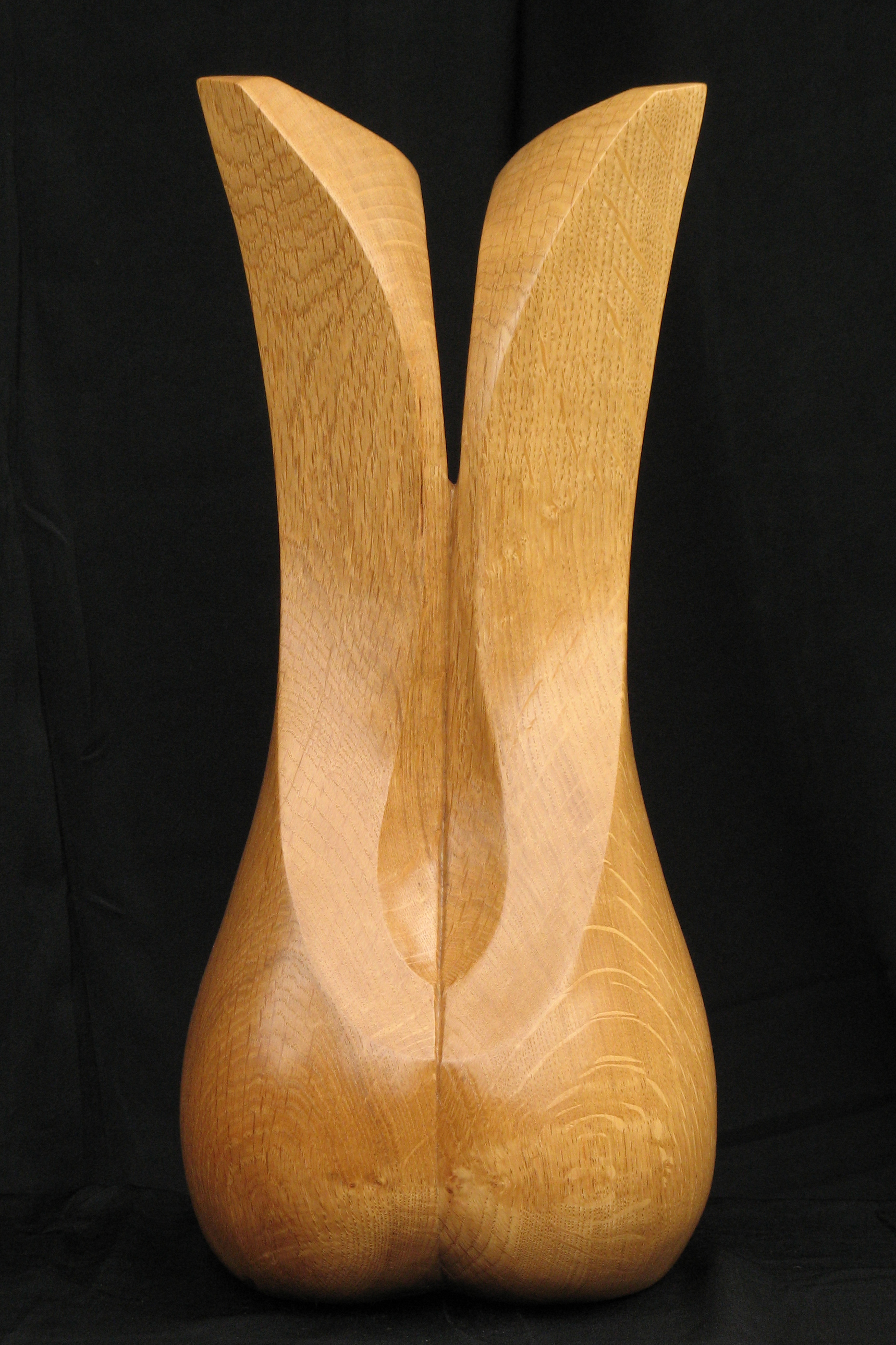 Gestileerde Torso #2, beeld van hout, vrouwelijke torso, achterzijde